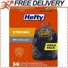 Hefty Strong Large Multipurpose Trash Bags, Unscented, 30 Gallon, 56 Count New. Price: $19.93.