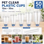 12OZ-32OZ 50 Pack Clear Disposable Plastic Cups With Lids And Straws New. Price: $24.95.