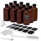 Nevlers 8 Oz Boston Round Amber Glass Bottles (set Of 12) Includes Funnel New. Price: $21.99.