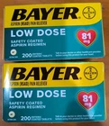 Lot Of Bayer..genuine 81MG Aspirin..low DOSE..200 Coated Tablets Free Ship New. Price: $29.99.