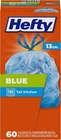 Hefty Trash Bags, Blue, 13 Gallon, 60 Count New. Price: $12.63.