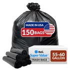 Bulk Trash Bags Heavy Duty 55-60 Gallon Black 150 Count Made Usa New. Price: $74.99.
