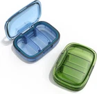 2 Pack 3 Compartment Small Pill Box, Moisture Proof Case, Travel Green+blue New. Price: $11.94.