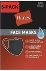 5 Pack Hanes Masks - Black Cotton Reusable Cover Cloth New. Price: $7.49.