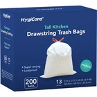 Hygicare 13 Gallon Tall Kichen Trash Bags, 200 Count (pack Of 1), White New. Price: $49.90.