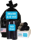 Industrial Grade 50 Count Black Trash Bags, 55-60 Gallon, 2.0 Mil, 36 58, Extr New. Price: $51.53.