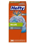Hefty Trash Bags, Blue, 30 Gallon, 36 Count New. Price: $19.99.