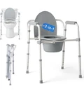 Dark Gray 3-IN-1 Portable Folding Commode With Elongated Seat Microban Treated New. Price: $45.00.