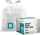 Trash Bags, Compatible With Simplehuman Code (200 Count) White Drawstring Garb New. Price: $57.68.