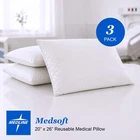 Lot 3 Medline Medsoft Fluid-proof Hospital Pillows, Wipeable Vinyl, 20" X 26" New. Price: $36.69.