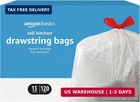 Amazon Basics Flextra Tall Kitchen Drawstring Trash Bags, 13 Gallon, 120 Count New. Price: $33.59.