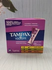 Tampax Radiant Tampons With Leakguard Braid, Super Plus Absorbency, 28 Count New. Price: $9.86.