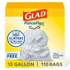 Glad Forceflex Tall Kitchen Drawstring Trash Bags 13 Gal Fragrance 110 Ct New. Price: $35.56.