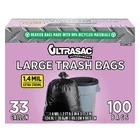 Ultrasac Gallon Trash Bags - (huge 100 Pack/w Ties) 39" X 33" Heavy Duty... New. Price: $33.17.