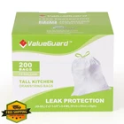 Valueguard 13 Gal Drawstring Trash Bags 200 Count Recycled 0.8 Mil New. Price: $41.99.