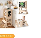 Woodure 4-IN-1 Toddler Kitchen Step Stool, Foldable Learning Standing Tower With New. Price: $69.99.