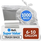 Reli. 6-10 Gallon Trash Bags 1000 Clear Bathroom Strong New. Price: $59.34.