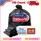 Reli. 55-60 Gallon Trash Bags Heavy Duty 150 Count Leak-proof Made In Usa New. Price: $65.43.