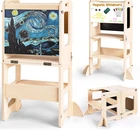 4-IN-1 Foldable Toddler Kitchen Step Stool With Chalkboard & Whiteboard New. Price: $94.99.