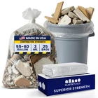 Plasticplace Clear Contractor Trash Bags 55-60 Gallon, 3.0 Mil, 25 Count New. Price: $34.99.