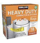 Kirkland Signature Heavy Duty 18 Gal Compactor Bags 70CT Drawstring Expandable New. Price: $29.90.