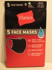 New Sealed Adult Hanes 5 Pack Black Washable Cotton Face Masks Fast Ship!. Price: $6.98.