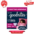Goodnites Girls' Nighttime Bedwetting Underwear, Size Xxl (120-165 Lbs), 24COUNT New. Price: $33.59.