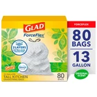 Glad Forceflex Tall Kitchen Drawstring Trash Bags, 13 Gallon, Gain ORIGINAL,80CT New. Price: $14.50.