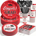 Graduation Party Supplies 350PCS Serve Disposable Dinnerware Red Black Class New. Price: $59.99.