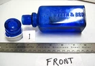 Antique Cobalt Blue Eye Wash Bottle & Cap/cup W/ 2 Clear, Separate Cups Used. Price: $49.00.