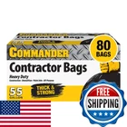 Commander 55 Gal 2 Mil Heavy Duty Contractor Bags W/ Flap Ties - 80 Pack New. Price: $90.64.
