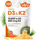 Vev Vitamin D3 K2 10000 Iu, 300 Kinds Virgin Coconut Oil Softgels, 2-IN-1 New. Price: $15.64.