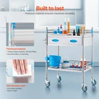 Service Cart, 2 Layers Stainless Steel Utility Rolling Dental Use New. Price: $111.21.