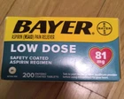 Bayer Low Dose 81MG Pain Reliever 200 Count Enteric Coated Tablets Exp 6/2026 New. Price: $17.95.