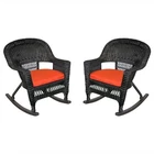 Jeco Wicker Rocker Chair In Black With Red Cushion (set Of 2) New. Price: $469.61.