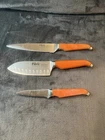 Rr Gusto-grip Knife Set 3PC Bread Santoku Paring German Steel Orange Handle Used. Price: $49.77.