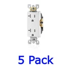 Leviton 20 Amp Duplex Electrical Wall Outlet, T5825-W 5-PACK *open-not In Box*. Price: $29.99.