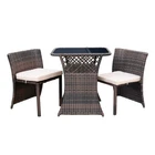 Jeco Inc. 3PC Wicker Chair/table Bistro Set Brown With Ivry Cushion Open. Price: $206.82.