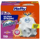 Hefty Ultra Strong 13 Gallon Trash Bags, Tall Kitchen 110 Opened Box New. Price: $40.95.