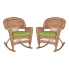Jeco Wicker Rocker Chair In Honey With Green Cushion (set Of 2) New. Price: $397.99.