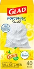 Glad Forceflex Tall Kitchen Drawstring Trash Bags, 13 Gal, Gain Lemon ZEST,40 Ct New. Price: $11.19.