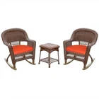 Jeco 3PC Wicker Rocker Chair Set In Honey With Red Cushion New. Price: $456.46.