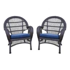Jeco Wicker Chair In Espresso With Blue Cushion (set Of 2) New. Price: $328.19.