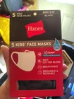 Hanes Kids' Face Masks KANP05 Wicking Cotton - Black (5 Pack) New. Price: $6.25.