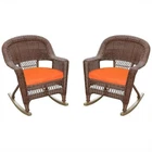 Jeco Wicker Rocker Chair In Honey With Orange Cushion (set Of 2) New. Price: $374.89.