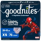 Goodnites Boys Nighttime Bedwetting Underwear X Small 28-43 Lbs 76 Ct Size New. Price: $89.99.
