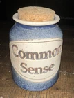 Vintage Dr. Brophy Word Jar Common Sense 1991 Signed Art Pottery Cork Lid Used. Price: $21.95.