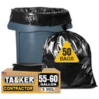 Tasker Contractor Garbage Bags 55 Gallon, 3 Mil Black New. Price: $70.09.