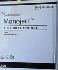 Cardinal Health Monoject 6ML Oral Syringe 100CT Each Clearribbed Tip Lot Of 500 New. Price: $99.99.