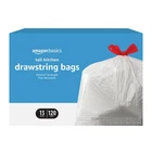 Amazon Basics Flextra Tall Kitchen Drawstring Trash Bags, 13 Gallon, 120 Count New. Price: $27.75.